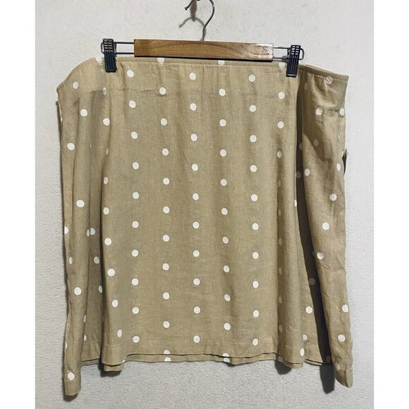 Old Navy Skirt Womens XXL Beige Polka Dot Linen Blend Mini High Waisted Boho - Picture 1 of 6